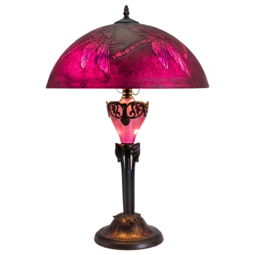 River Of Goods Lamps Lighting The Home Depot 24 In Purple Table Lamp With Etched Erfly Shade