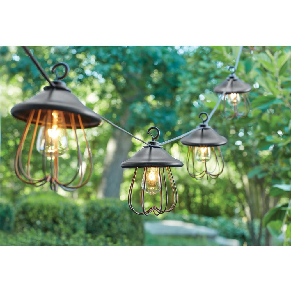 Hampton Bay 8 Light Decorative Bronzed Patio Cafe String Light KF98060   Bronze Hampton Bay Outdoor Specialty Lighting Kf98060 64 1000 