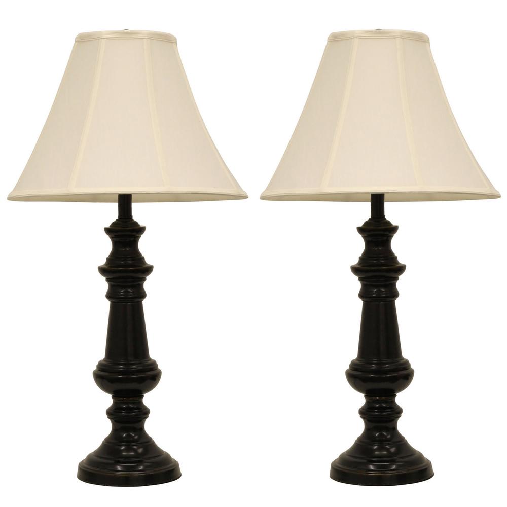 Traditional Table Lamps Set Of 2 Candlestick Bronze For