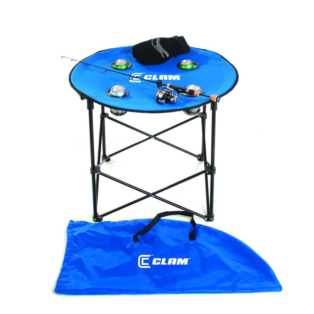 Clam UltraLight Folding Ice Fishing Table Blue with Black Trim9181