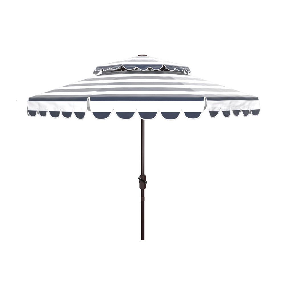 Safavieh Vienna 9 Ft Aluminum Market Tilt Patio Umbrella In Navy White Pat8211c The Home Depot