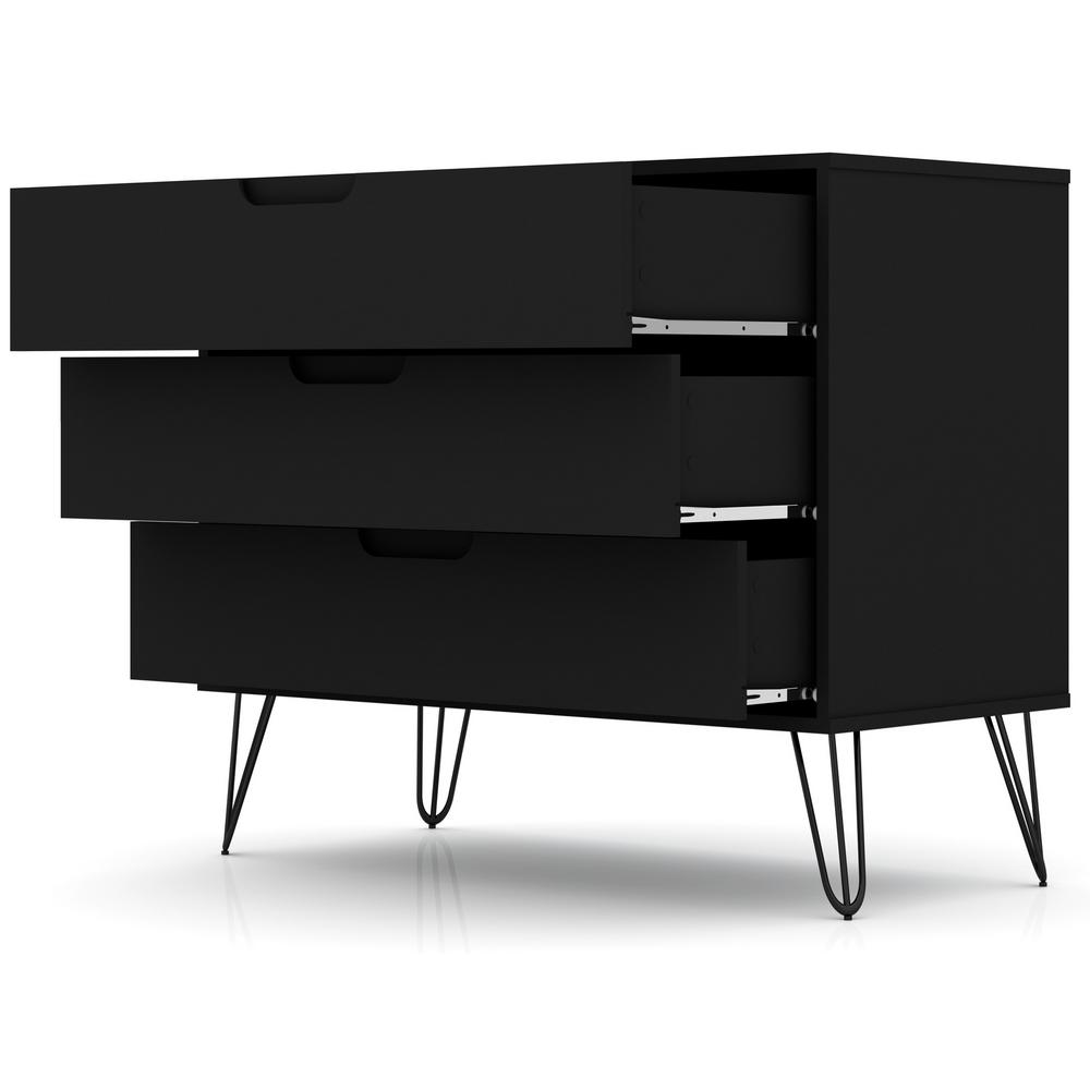 Luxor 3 Drawer Black Mid Century Modern Dresser 103hd2 The