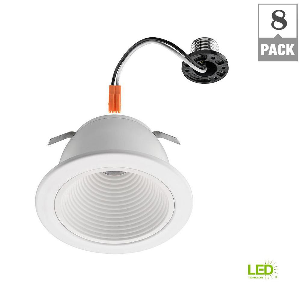 Commercial Electric 4 in. White Ultra Low Glare Mini Step Integrated LED Recessed Trim (8 Pack