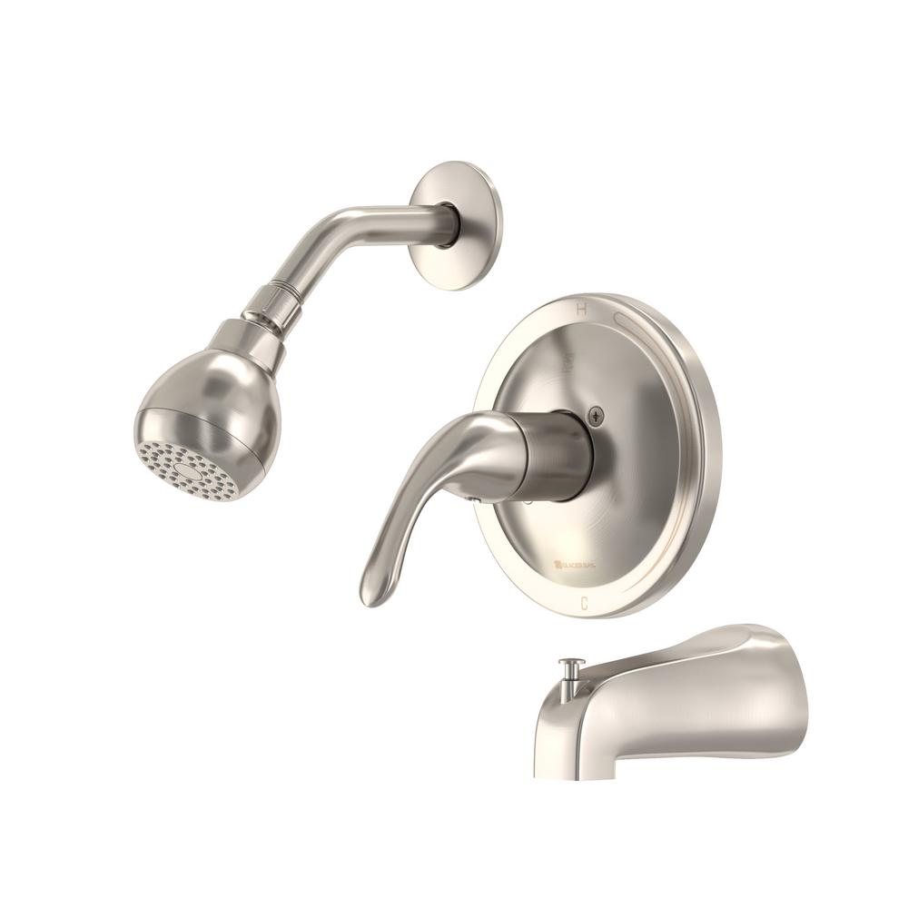 Glacier Bay Builders Single Handle 1 Spray Tub And Shower Faucet In Brushed Nickel Valve 