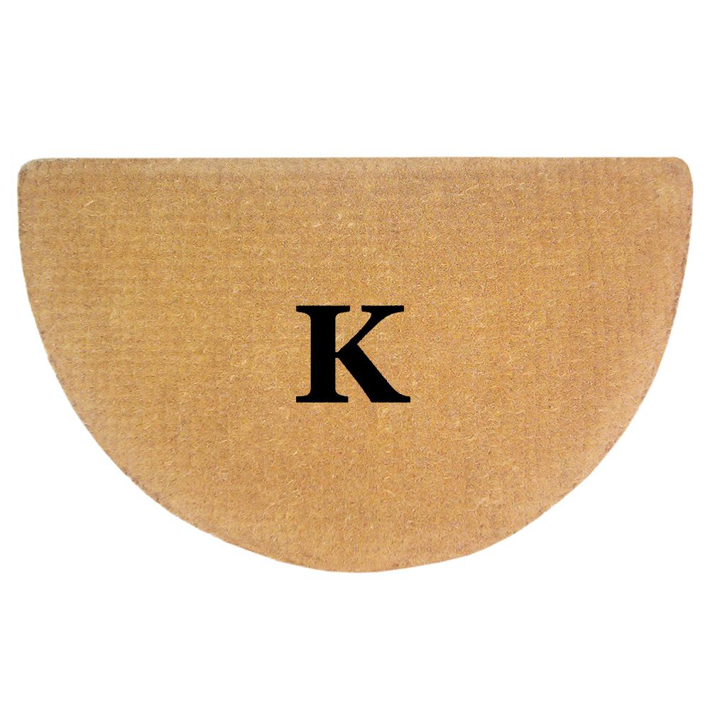 Nedia Home No Border 22 In X 36 Heavy Duty Coir Monogrammed K Nedia Home No Border 22 In X 36 Heavy Duty Coir Monogrammed K