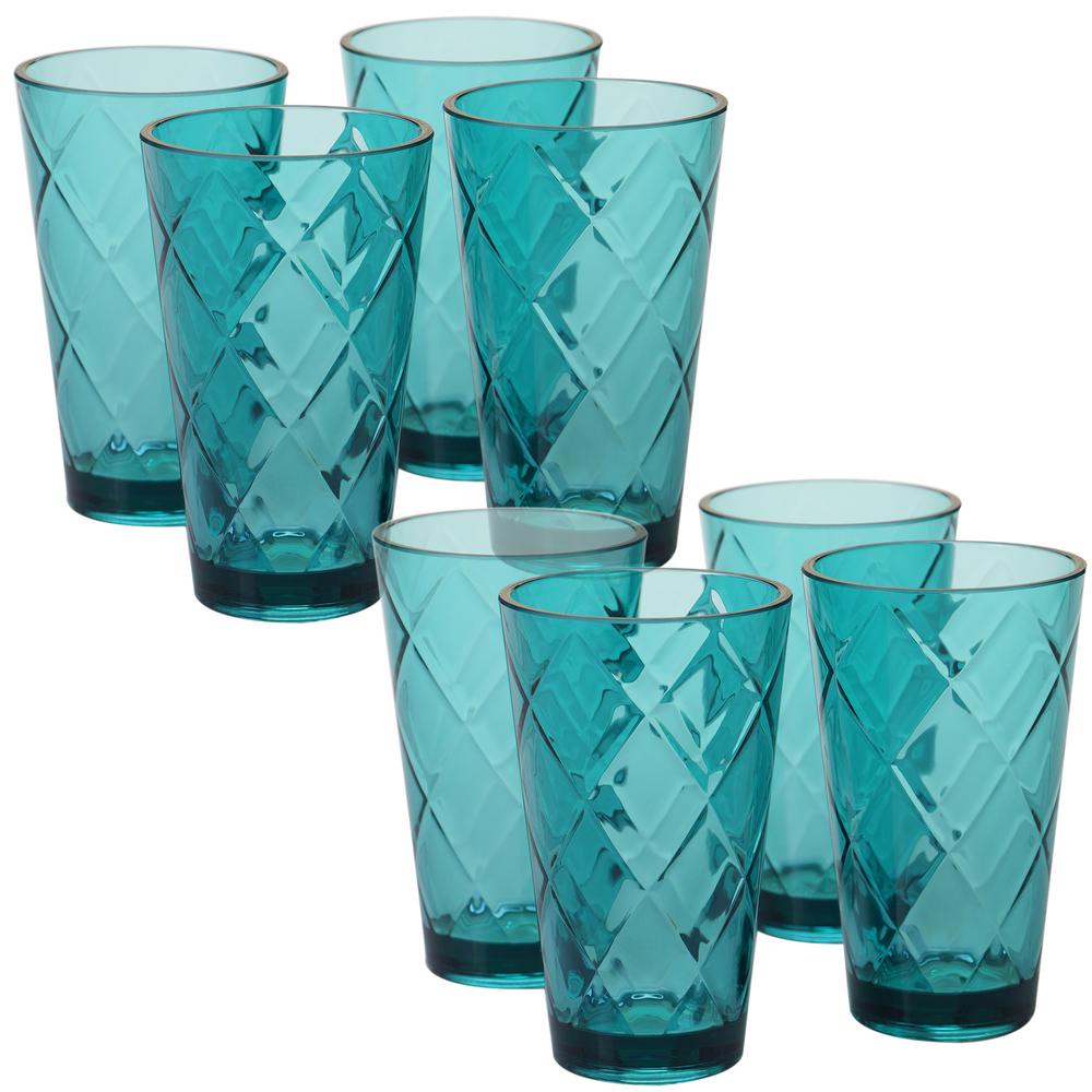 teal drinking glasses