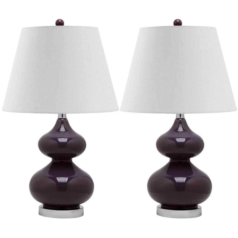 Safavieh Eva 24 In Dark Purple Double Gourd Glass Lamp Set Of 2