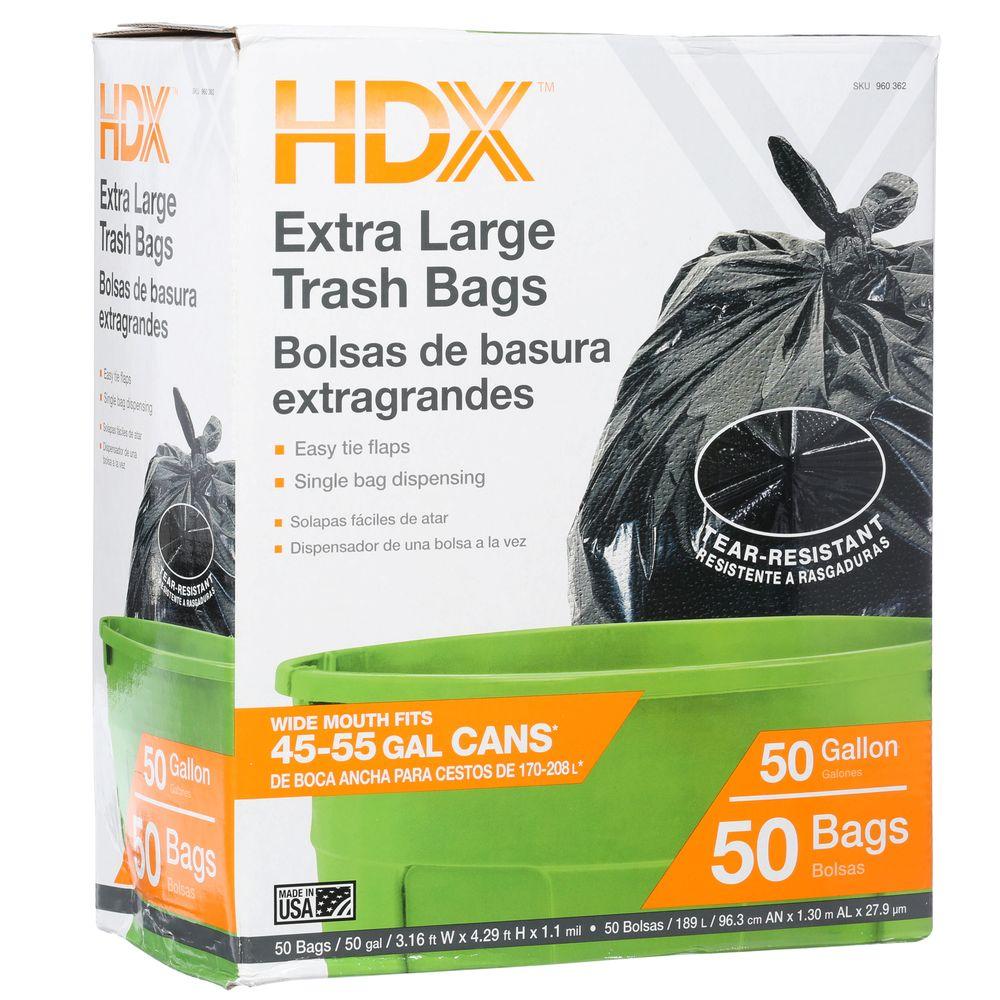 HDX 50 Gal. Extra Large Clear Trash Bags (50 Count)HDX50GC The Home
