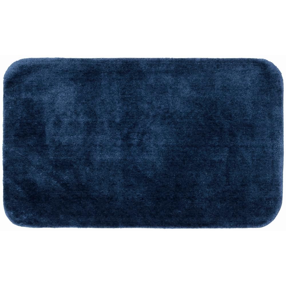 Garland Rug Traditional Navy 30 In X 50 In Plush Nylon Bath Mat Ba010w030050k2 The Home Depot