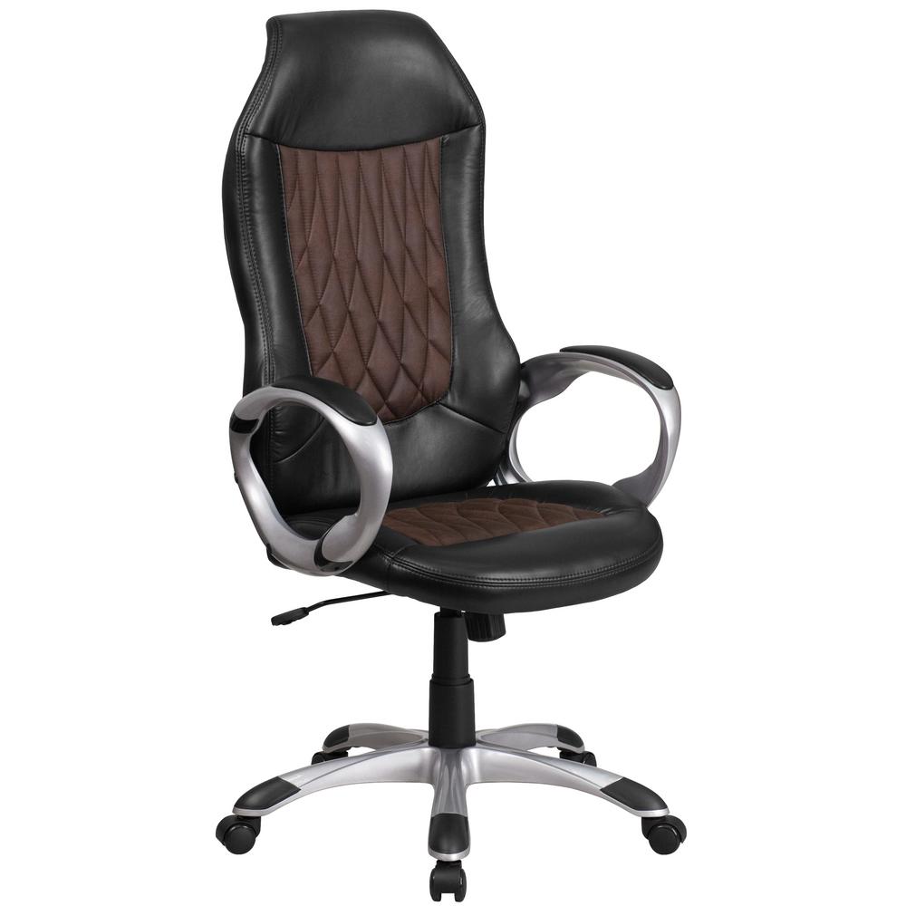 Flash Furniture Black And Brown Fabric Vinyl Office Desk Chair Flash Furniture Black And Brown Fabric Vinyl Office Desk Chair