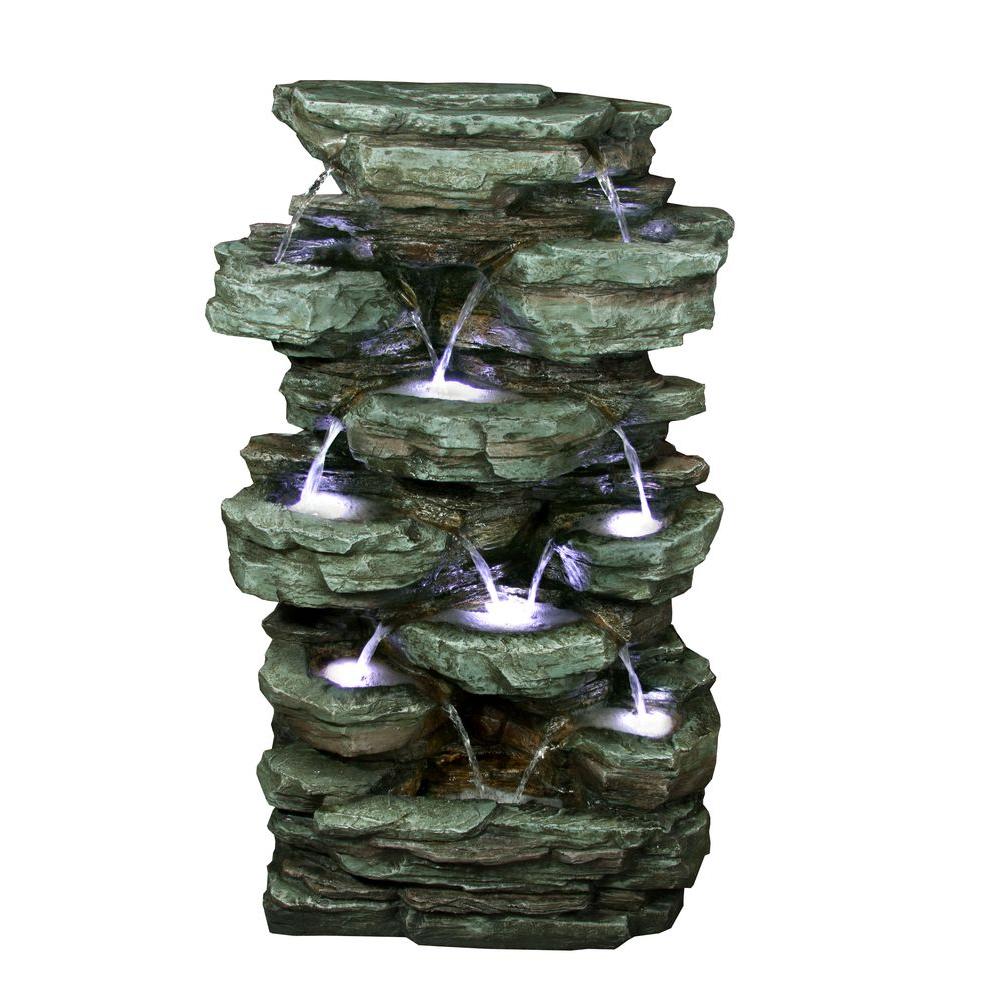 Alpine Rock Waterfall Fountain with LED Light-WIN316 - The ...