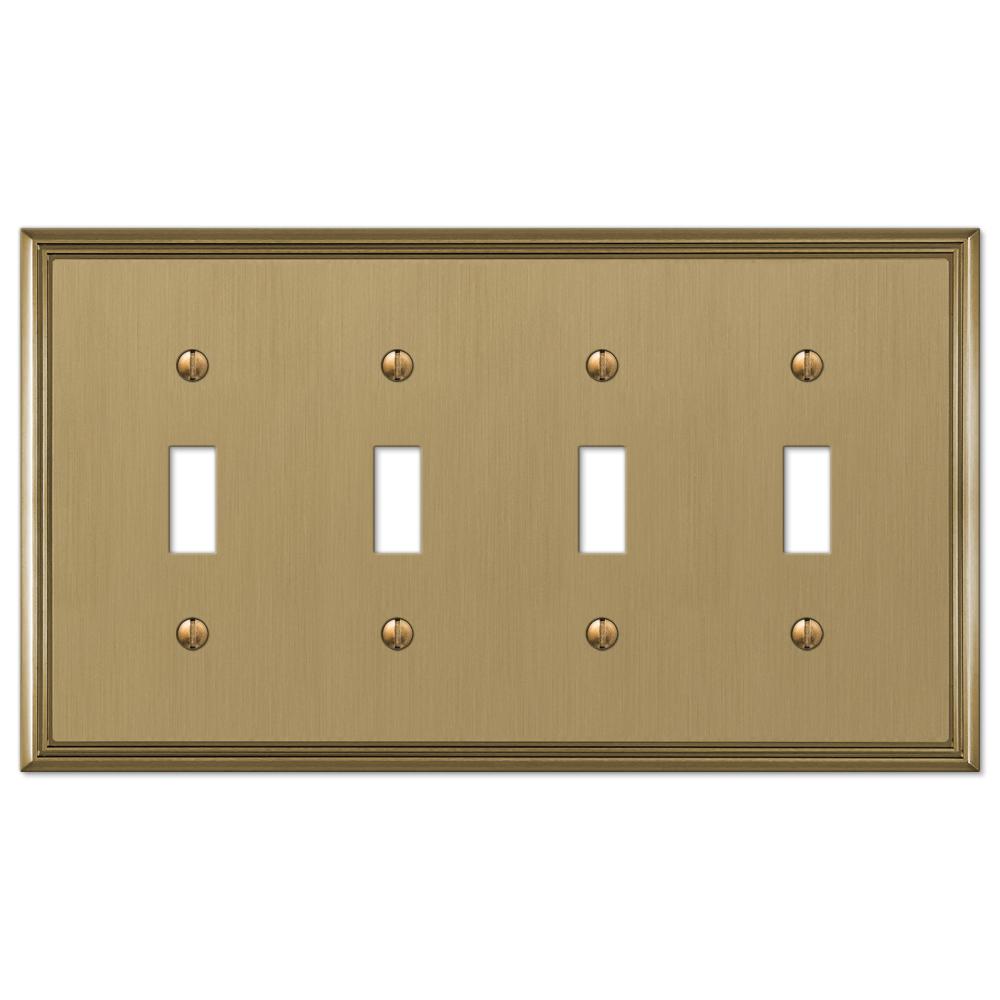 Amerelle 163T4DB Traditional Steel Wallplate with 4 Toggle Fr Aged Bronze New