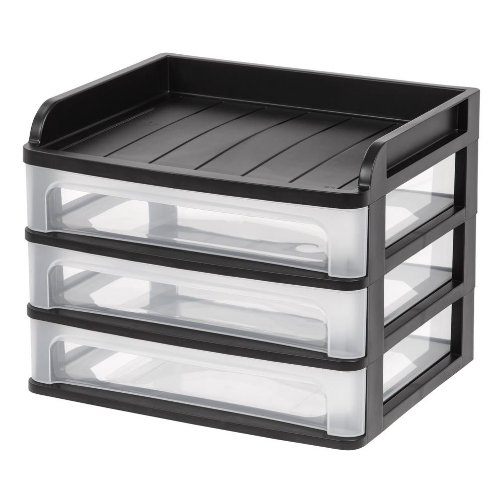 Sterilite 1 Lb 3 Drawer Clearview Unit 20738006 The Home Depot Black Medium Desktop Drawer System