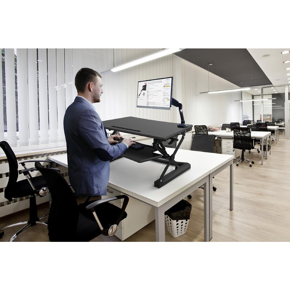 Canary Black Desk With Adjule Height Abe102mbk The Home Depot Canary Black Desk With Adjule Height