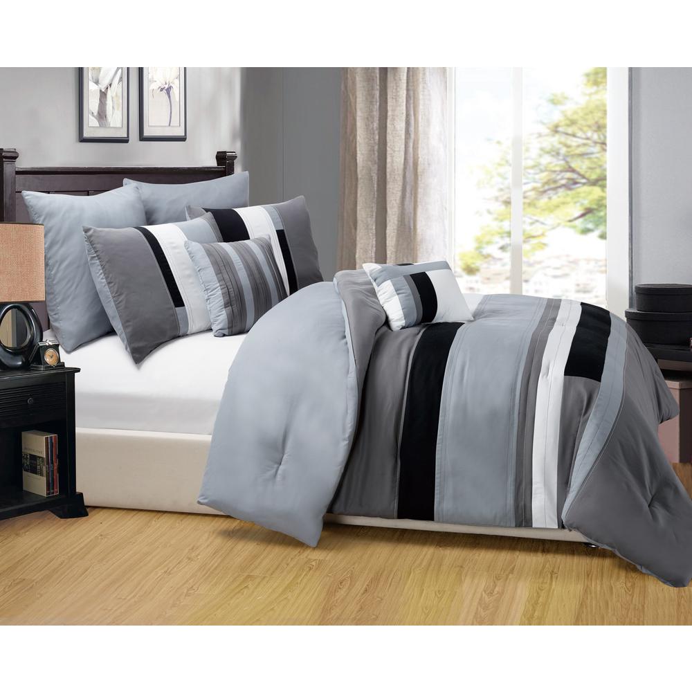 Kensie Desiree 7 Piece Silver Queen Comforter Set Desiree 13374d 1 The Home Depot