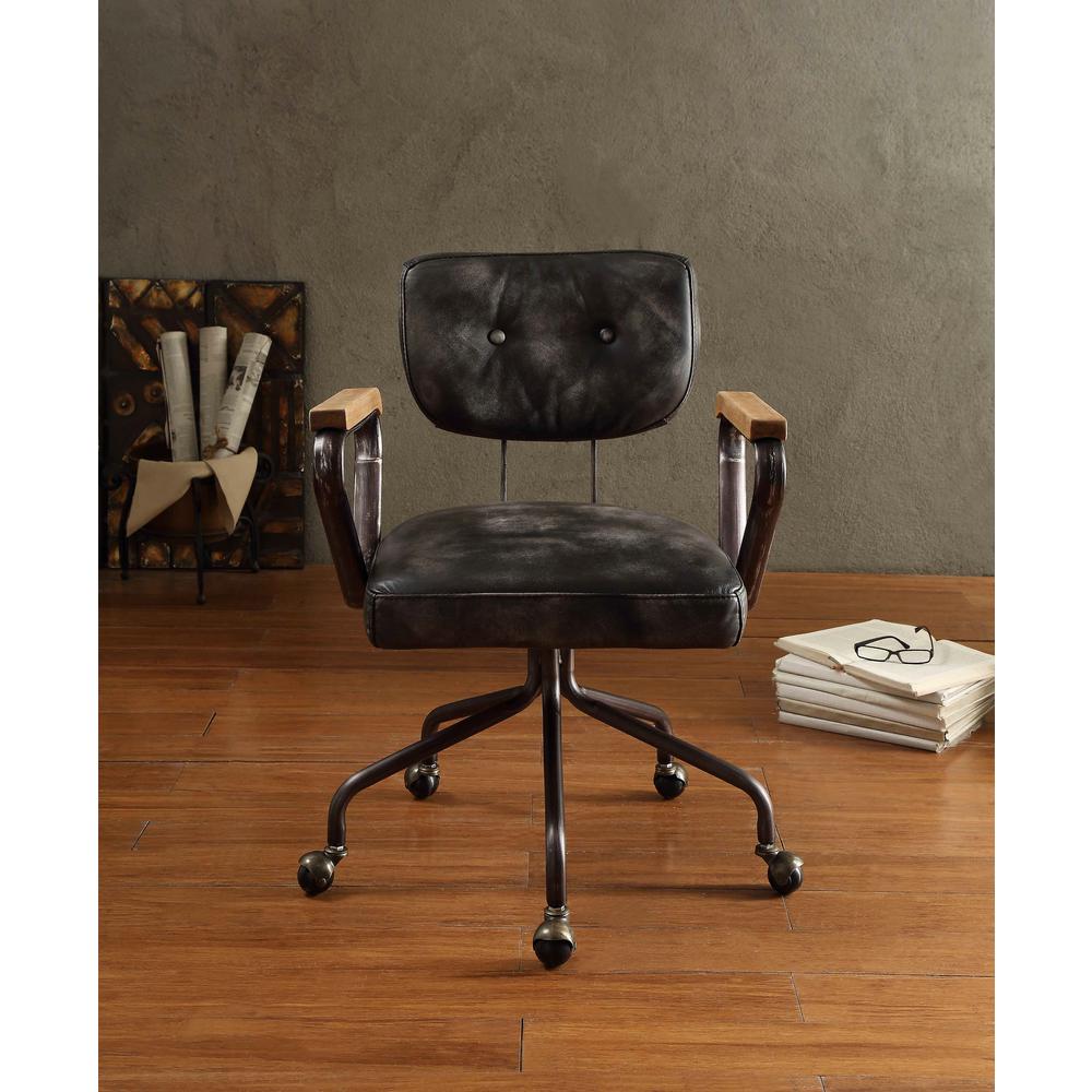 Acme Furniture Hallie Vintage Black Top Grain Leather Office Chair Internet 301764192 3 Acme Furniture Hallie Vintage Black Top Grain Leather Office Chair