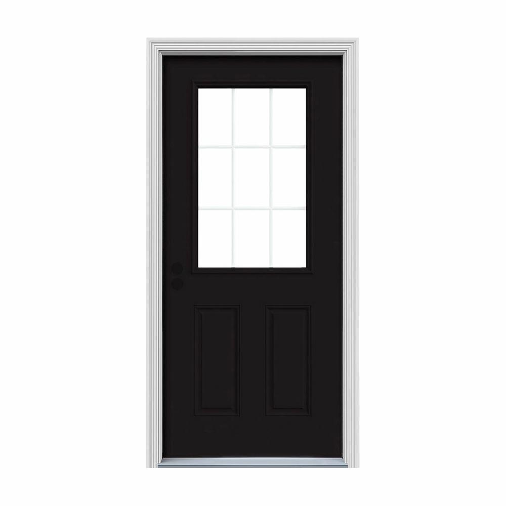 Jeld Wen 36 In X 80 In 9 Lite Black Painted Steel Prehung Right
