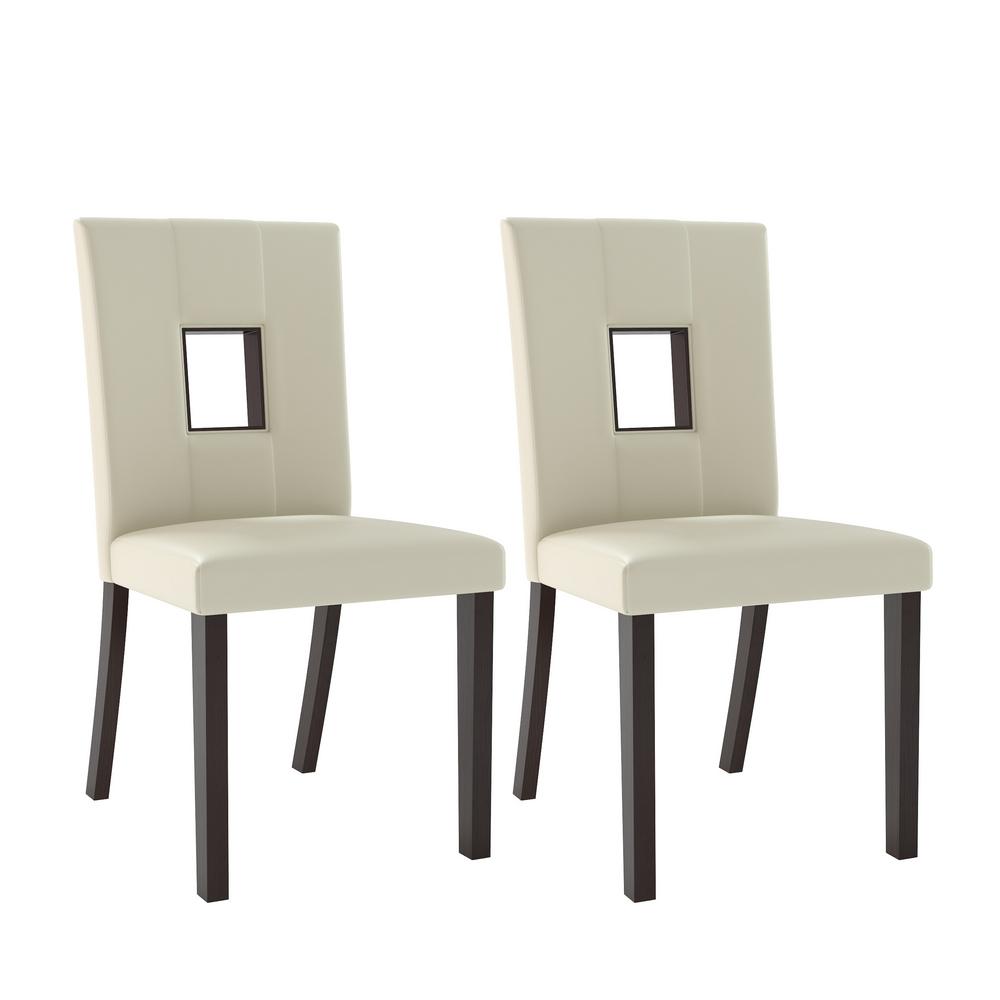 Bistro White Leatherette Dining Chairs Set Of 2 Dip 411 C The Bistro White Leatherette Dining Chairs Set Of 2