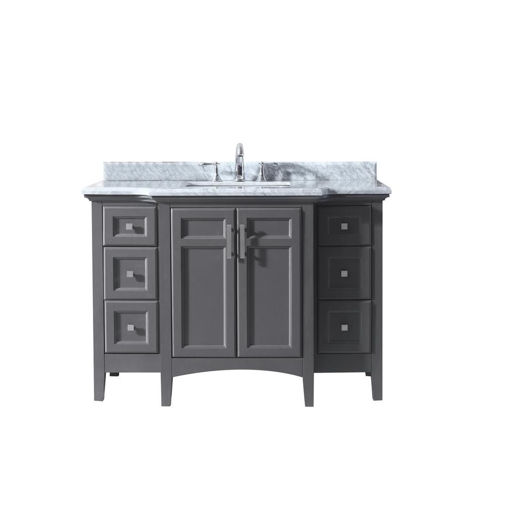Ari Kitchen and Bath Luz 48 in. Single Bath Vanity in Gray with Marble