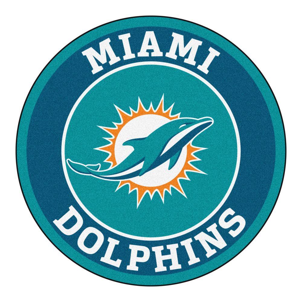 FANMATS NFL Miami Dolphins Turquoise 2 ft. 3 in. x 2 ft. 3 in. Round ...