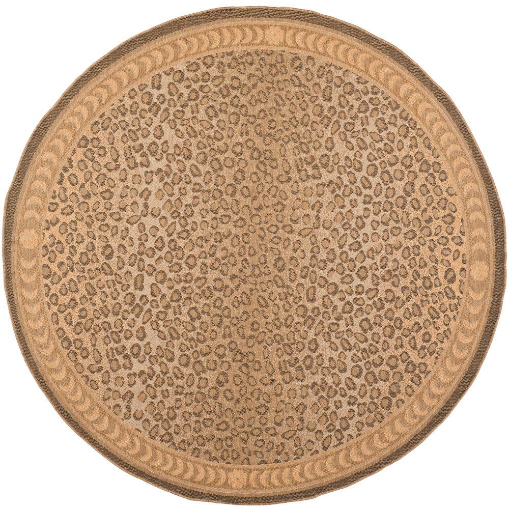 Safavieh Courtyard Natural/Gold 8 ft. x 8 ft. Indoor/Outdoor Round Area RugCY6100398R The