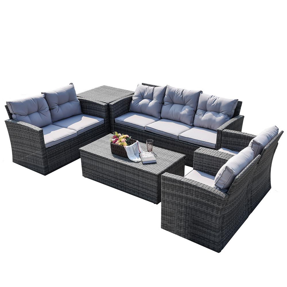 Direct Wicker Sunny Gray 6 Piece Patio Conversation Set With Cushions And Storage Box Pas 1503 Gr The Home Depot - Patio Conversation Sets With Storage Direct Wicker Sunny Gray 6 Piece Patio Conversation Set With Cushions And Storage Box Pas 1503 Gr The Home Depot - Patio Conversation Sets With Storage