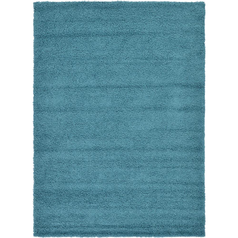 Unique Loom Solid Shag Aqua Blue 7 ft. x 10 ft. Area Rug ...