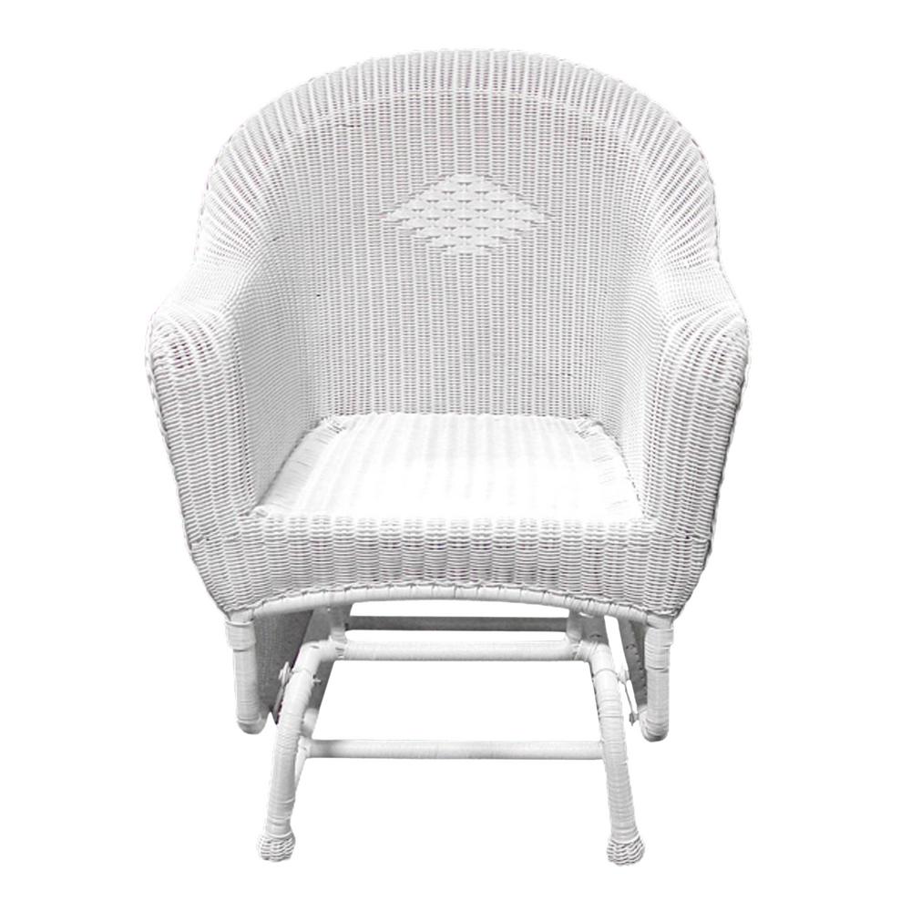 Lb International 36 In White Resin Wicker Single Glider Patio White Resin Wicker Single Glider Patio