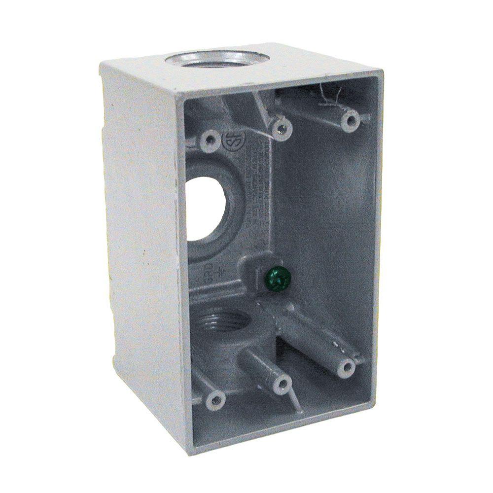 BELL 1Gang Weatherproof Deep Gray Box with Three 3/4 in. Threaded Outlets53860B The Home Depot