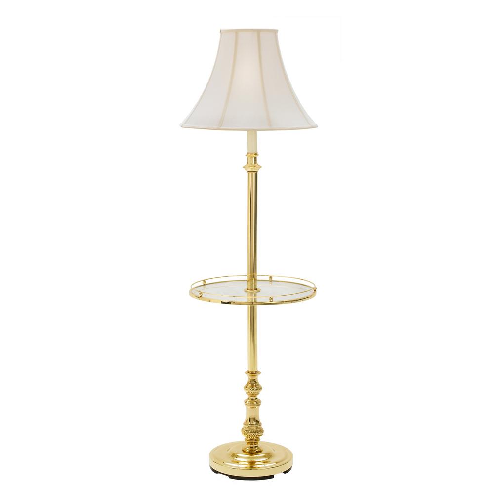Fangio Lighting S 55 In Pub Stem Polished Brass Floor Lamp With Clear Glass Tray