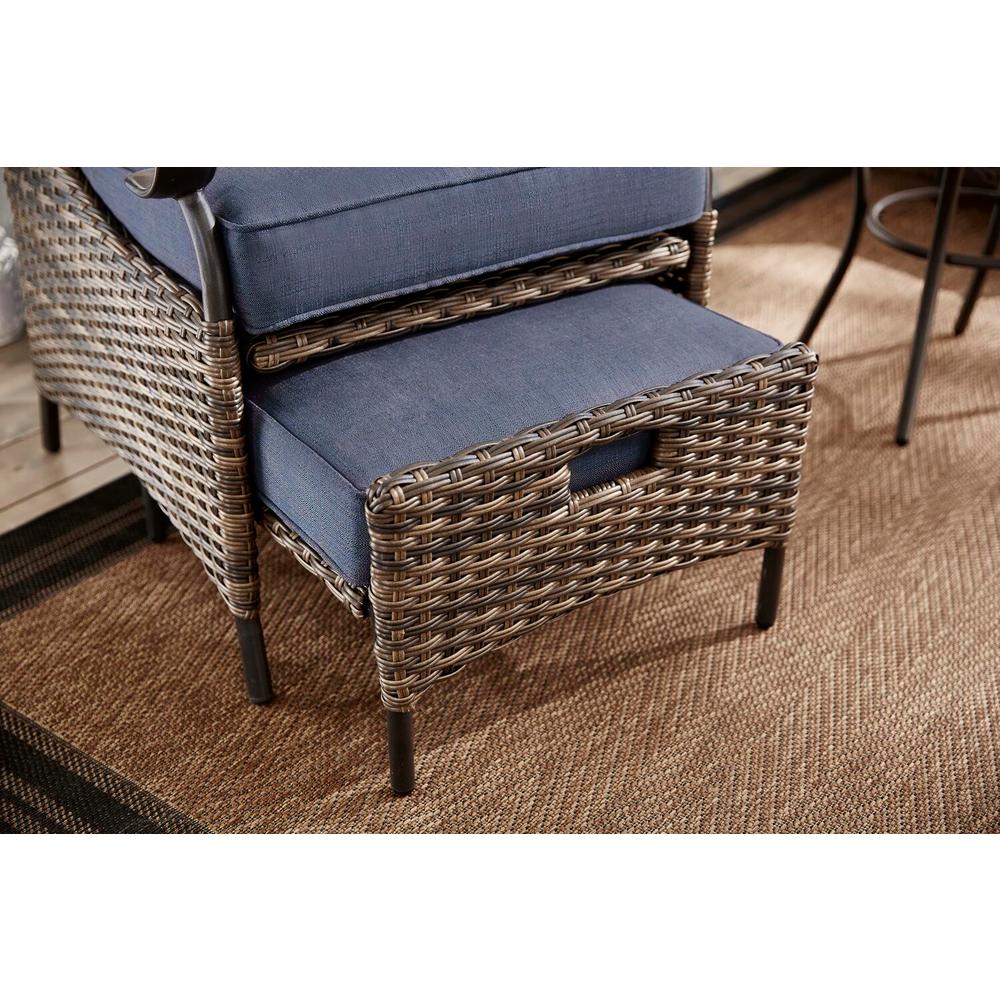 Hampton Bay Layton Pointe 5 Piece Brown Wicker Outdoor Patio Conversation Seating Set With Cushionguard Sky Blue Cushions L19006b 2 The Home Depot - Layton 3 Piece Patio Conversation Set