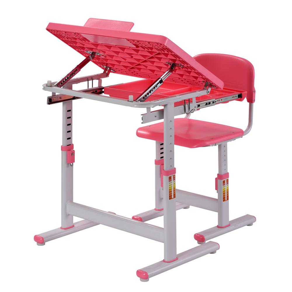 Muscle Rack 2 Piece Pink Ergonomic Adjustable Kids Standing Desk