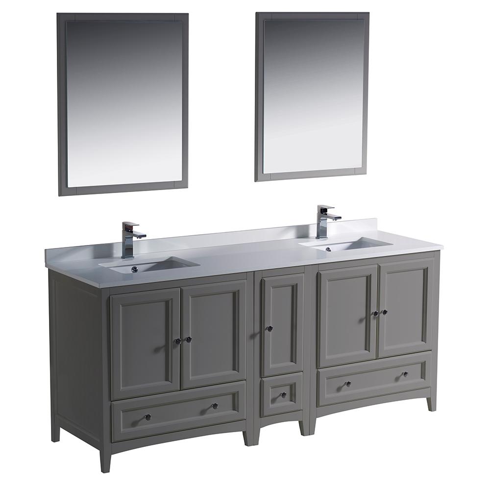 Fresca Oxford 72 In Traditional Double Bath Vanity In Gray With