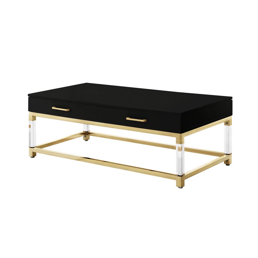 Inspired Home Caspian Black Gold Coffee Table With High Inspired Home Caspian Black Gold Coffee Table With High