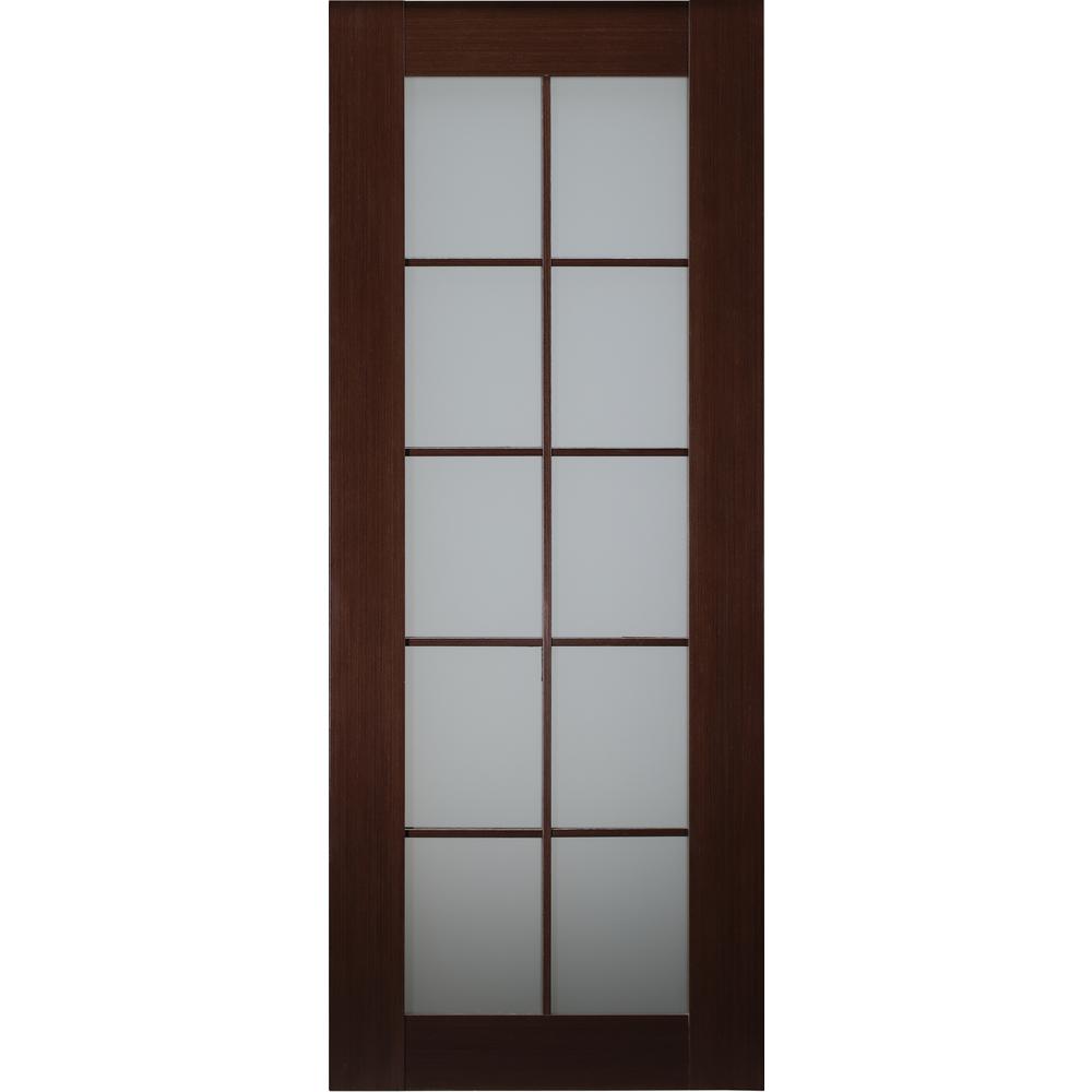 Belldinni 30 In X 80 In Mia Wenge Finished Solid Core Wood 10 Lite Frosted Glass Interior Door Slab No Bore