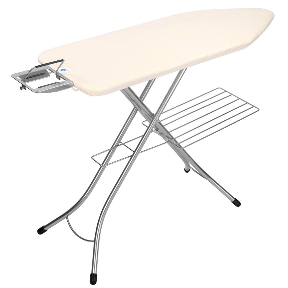 Household Essentials Steel Top Wide Ironing Board with Iron Rest 18 x 49 Iron Surface Tan Cover and Bronze Finish
