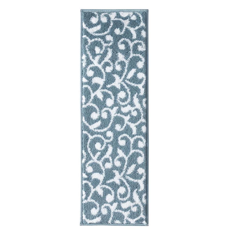 SUSSEXHOME Leaves Collection Teal White 9 in. x 28 in. Polypropylene