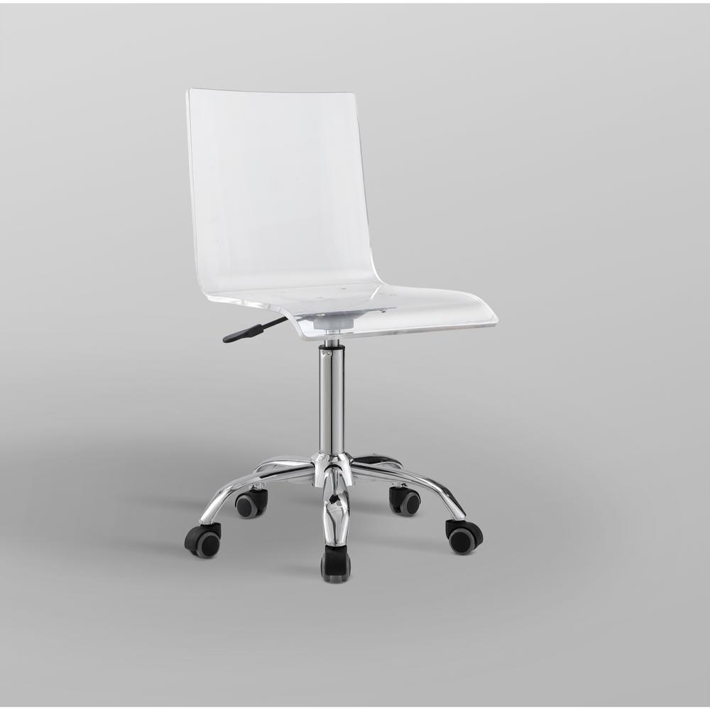 Inspired Home Caspian Clear Chrome Desk Chair With 5 Star