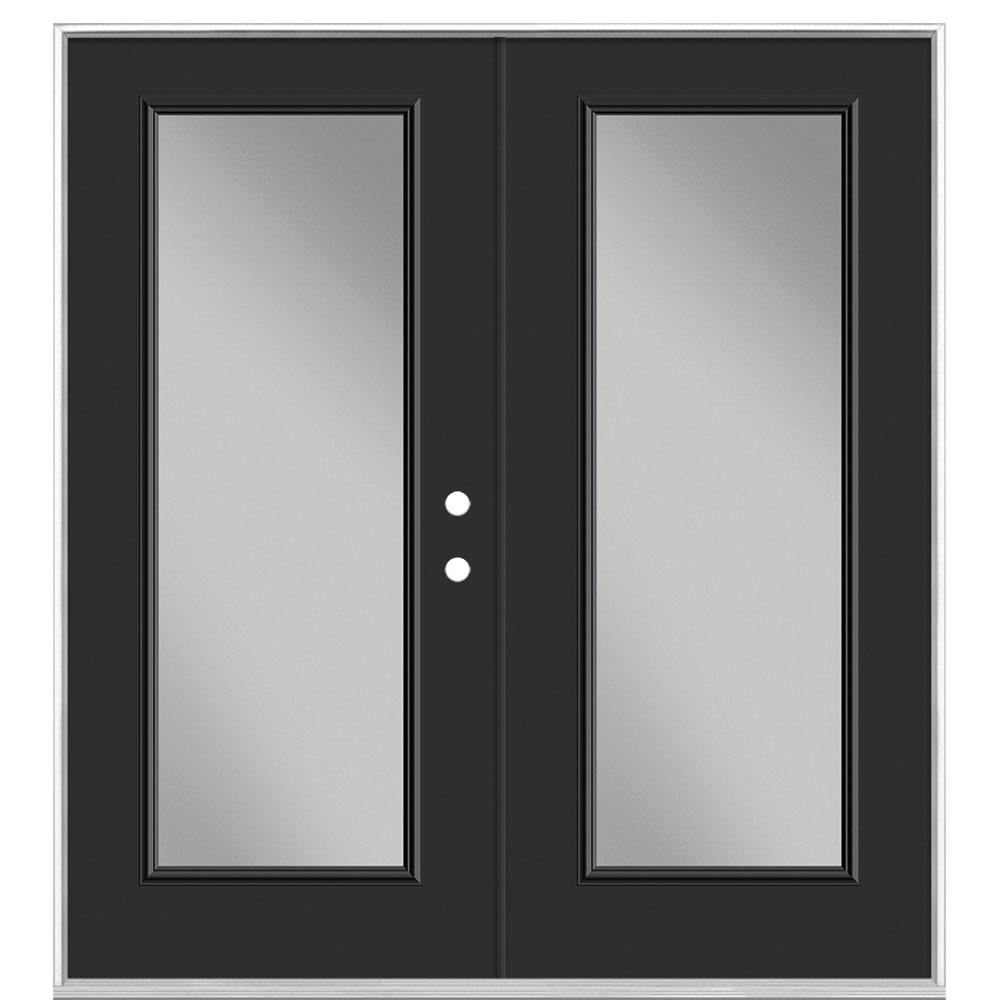 Masonite 72 In X 80 In Jet Black Steel Prehung Left Hand Inswing