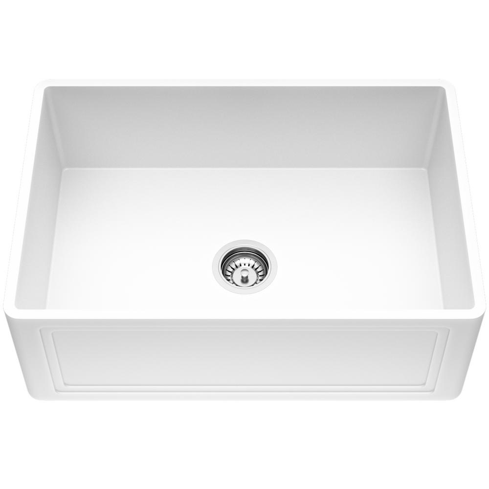 VIGO Matte Stone Farmhouse Composite 27 in. 0Hole Single Bowl Kitchen