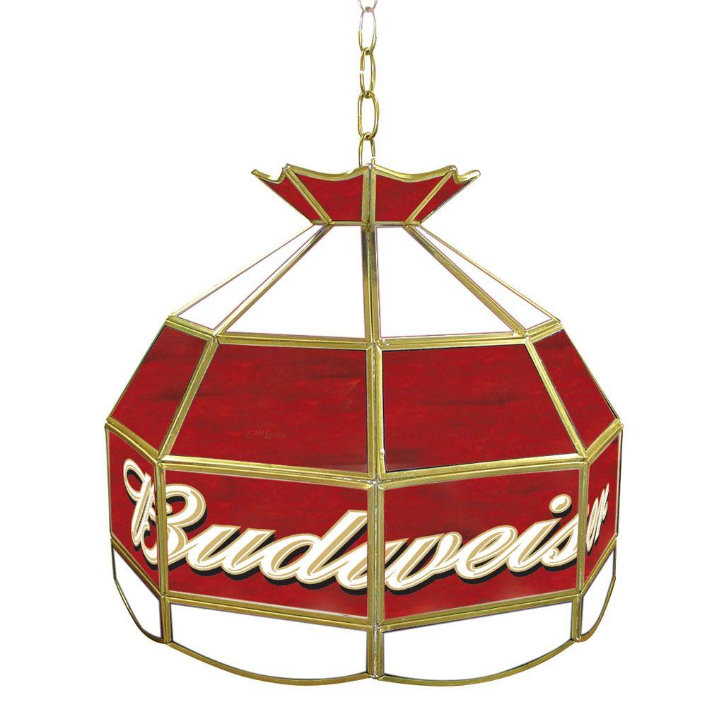 Trademark Global Budweiser 16 in. Brass Hanging Tiffany Style Billiard Lamp - AB1600-BUD - Cooking The Tiffany Style light is great for any room of t sku AB1600-BUD