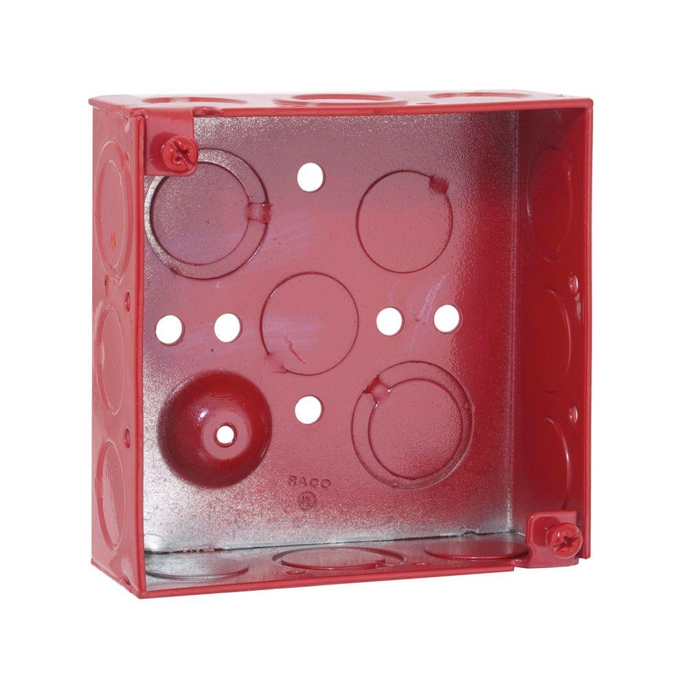 RACO 4 inch Square Welded Box, 1-1/2 Deep with 1/2 and 3/4 inch TKO