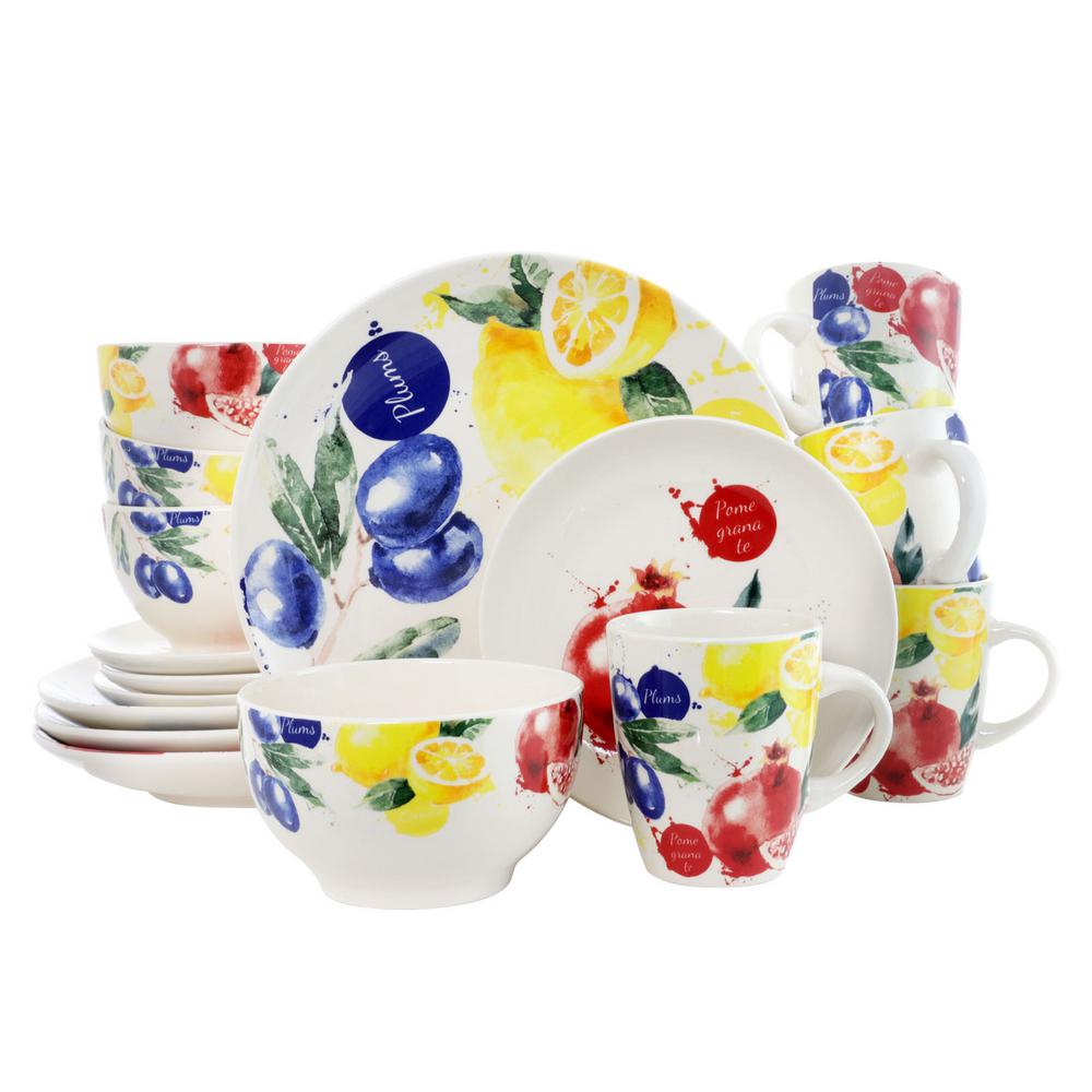 Elama Tuscan Amore 16 Piece Casual Assorted Colors Stoneware