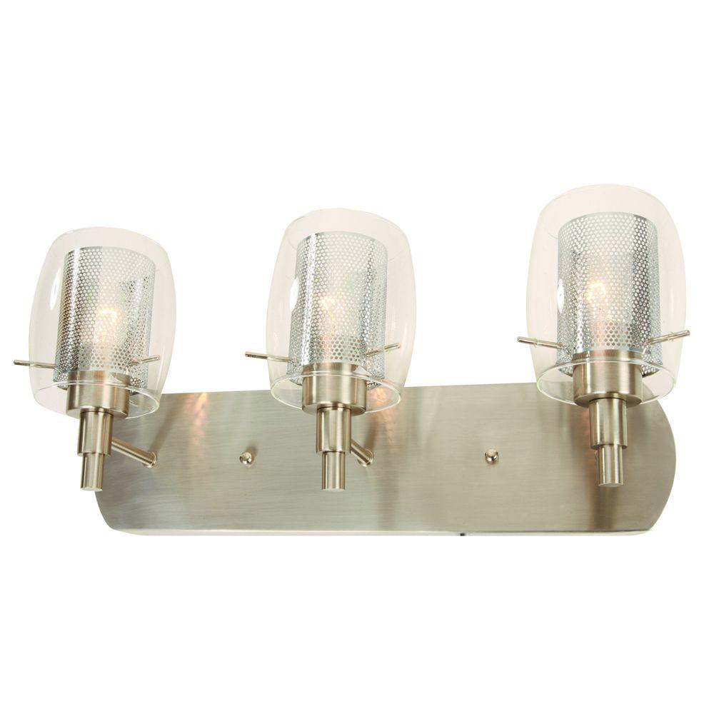 Hampton Bay 3 Light Brushed Nickel Vanity Hb2050 35 The Home Arnstein 3 Light Brushed Nickel Vanity With Clear Glasesh