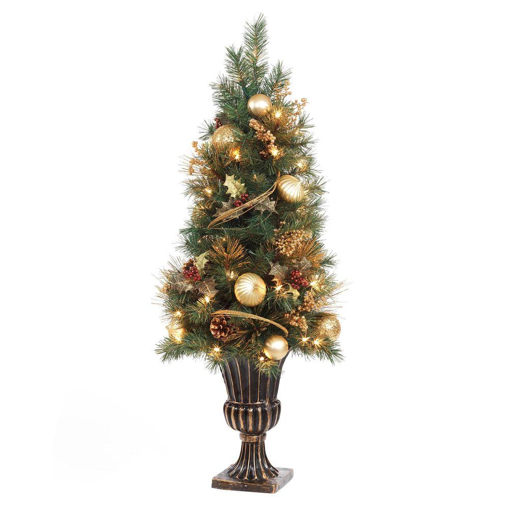 gold artificial christmas porch tree with 50 ul clear twinkle lights - Topiary Christmas Decorations gold artificial christmas porch tree with 50 ul clear twinkle lights - Topiary Christmas Decorations