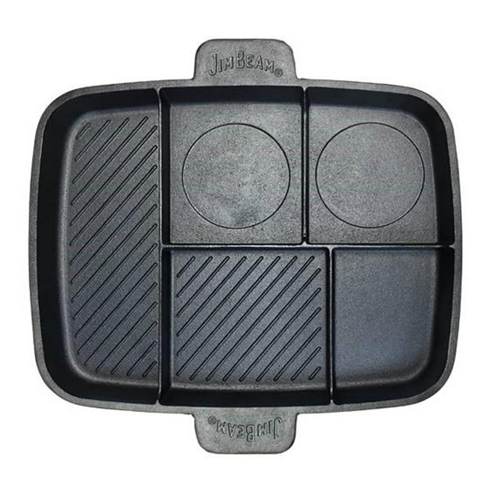 Jim Beam Cast Iron 5 Compartment Grill And Griddle Pan Jb0182 The Jim Beam Cast Iron 5 Compartment Grill And Griddle Pan