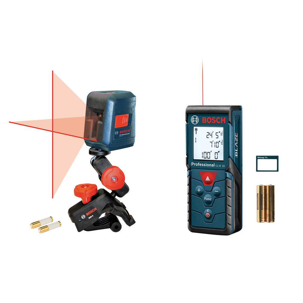 Bosch 100 Ft Laser Measure And 30 Ft Self Leveling Cross Line