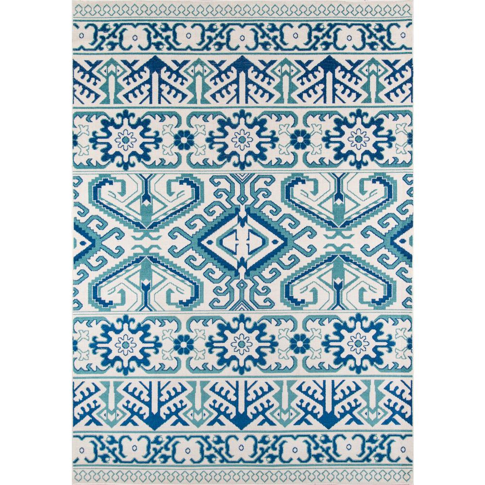 Linon Home Decor Le Soliel Collection Ivory and Blue 1 ft. 10 in. x 2 ft. 10 in. Outdoor Area