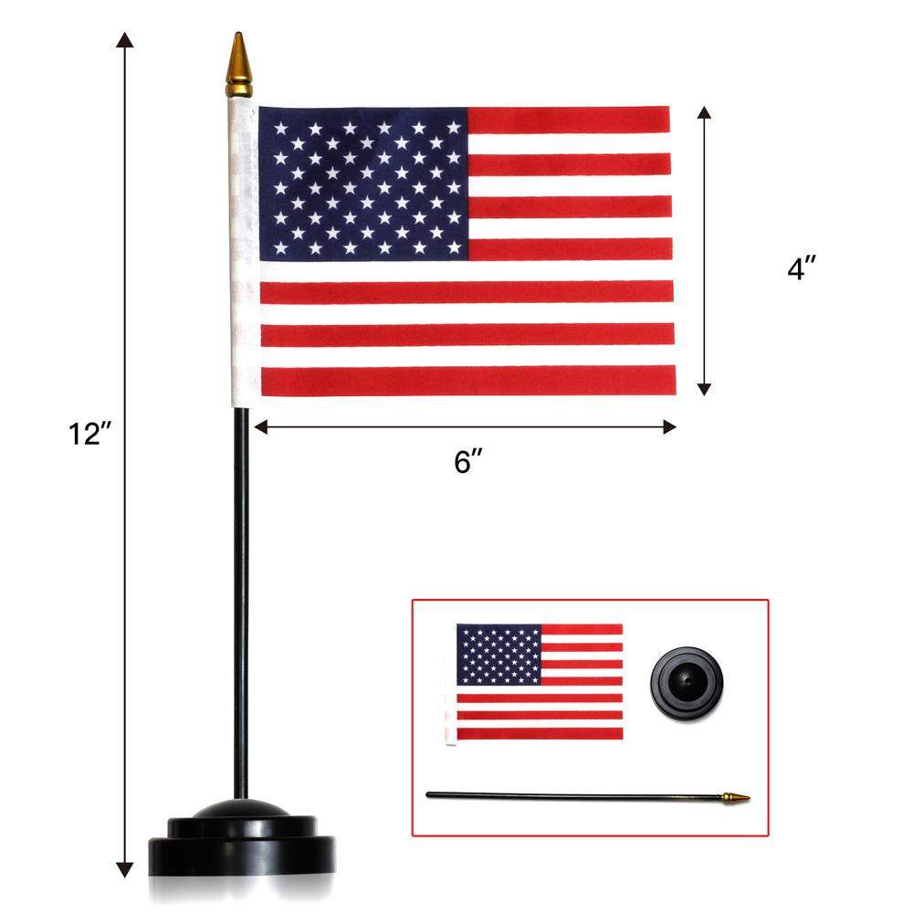 Anley 4 In X 6 In Miniature American Us Desktop Flag Usa Deluxe