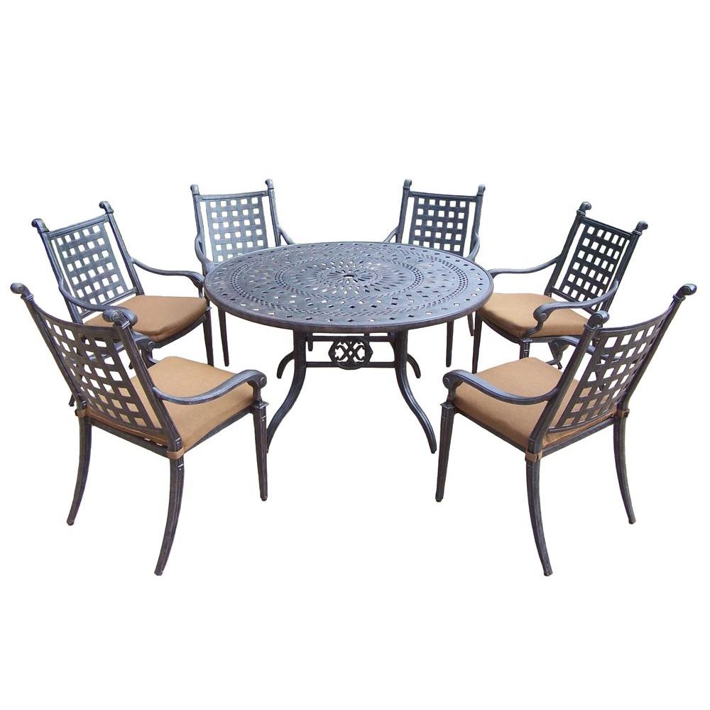 Oakland Living Belmont 54 in. 7Piece Round Patio Dining Set with